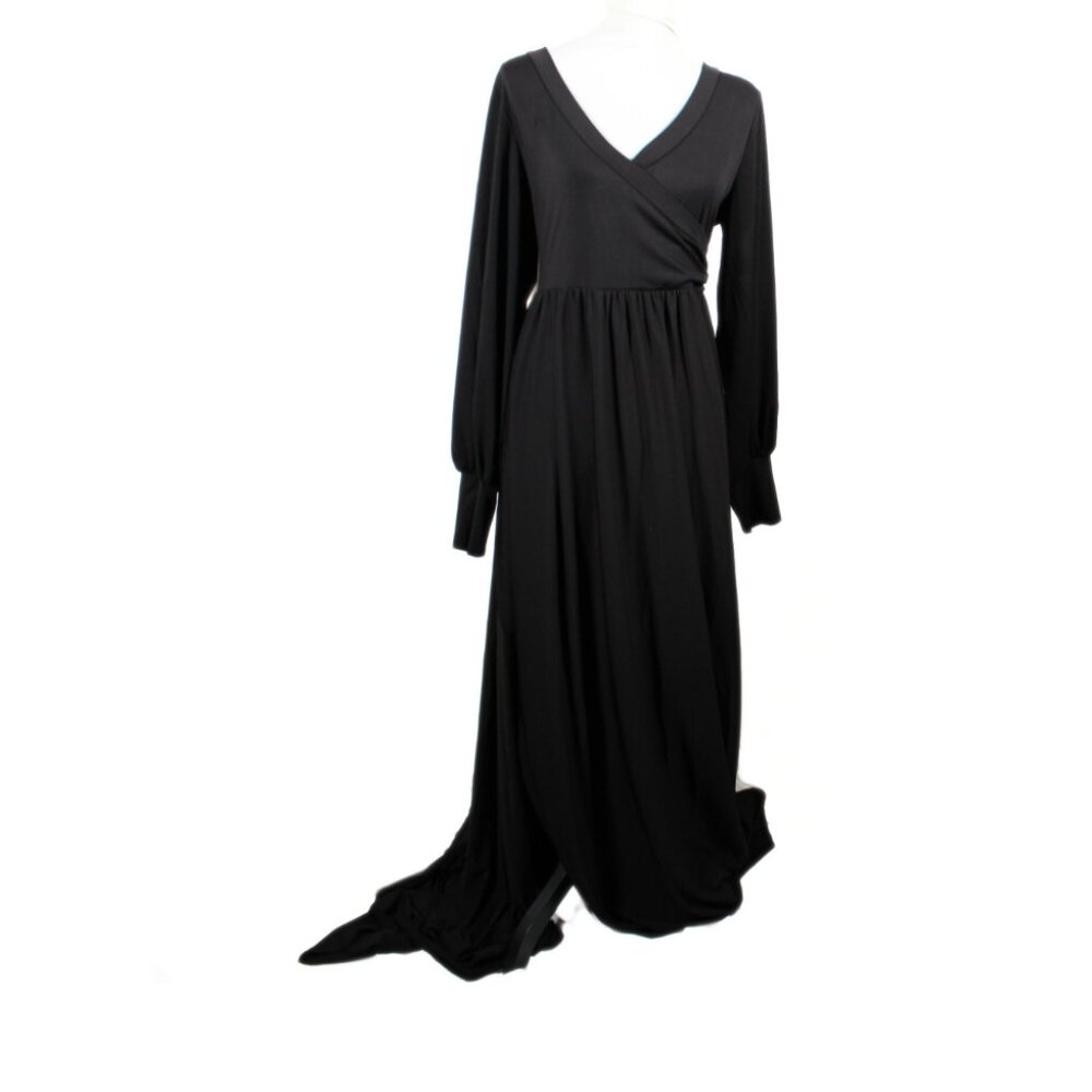 Black Long Sleeve Maternity Photoshoot Gown – Size 2XL, Gothic/Witchy Look